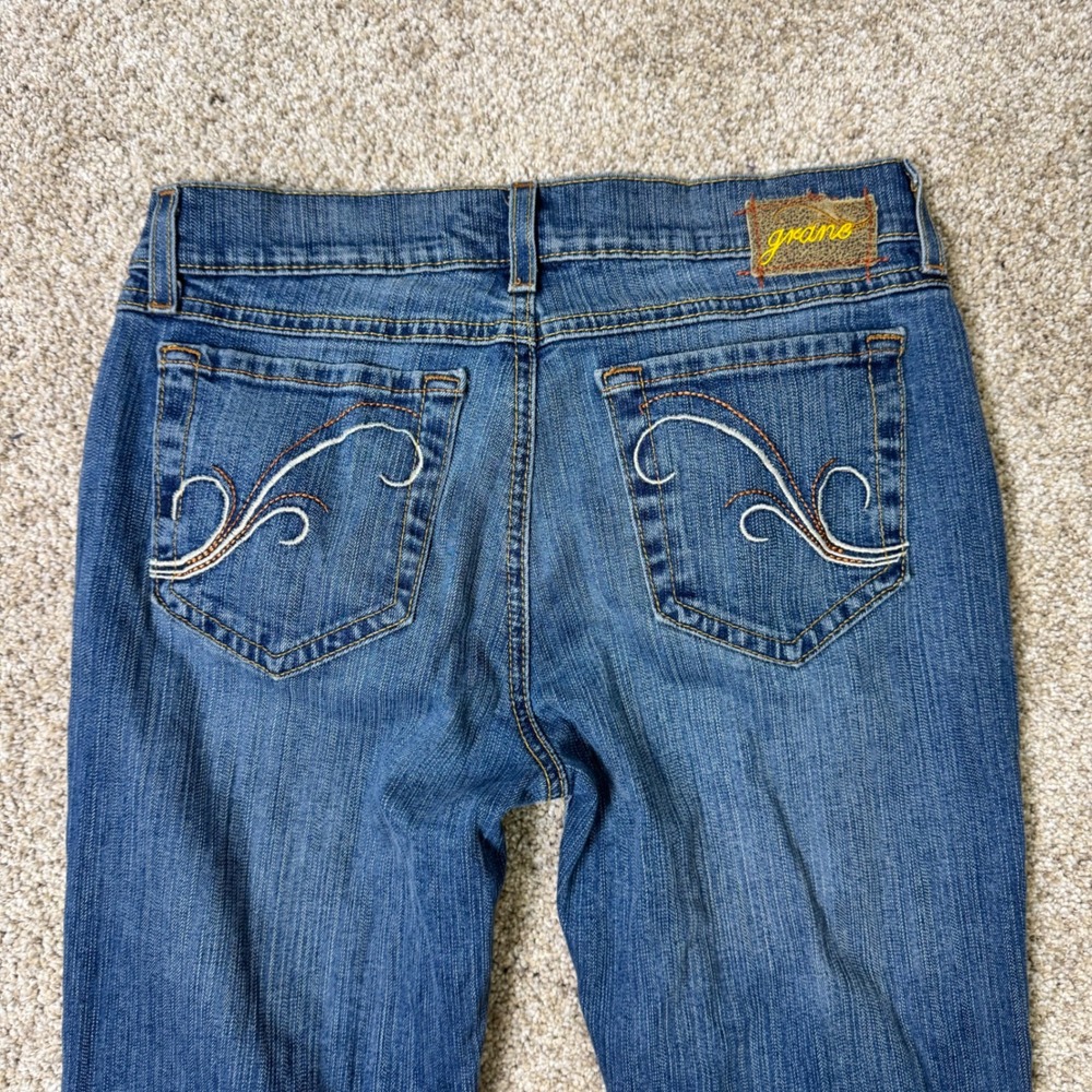 Vintage Y2K Grane Low Rise Flared Jeans Size 3 2000s Coquette Embroidered - Picture 7 of 8